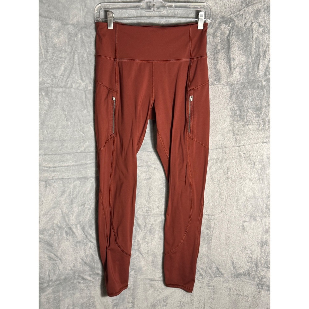 Athleta Rainier Tight Women Small Rust Orange High Rise Thermal Running Leggings